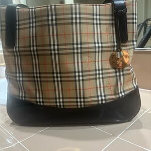 Burberry Tan and Black Plaid Shoulder Bag